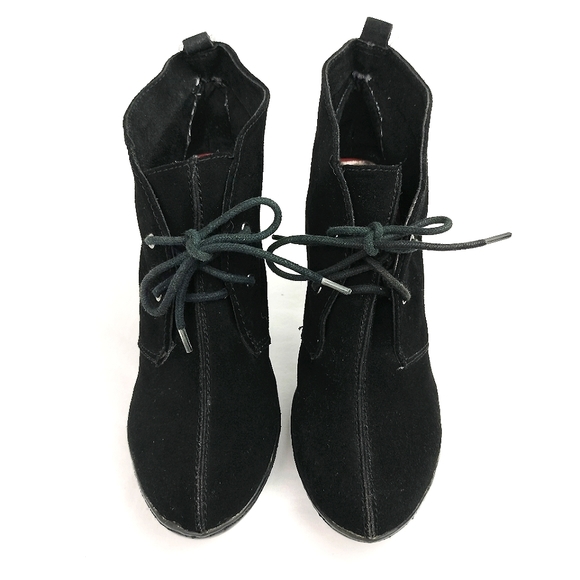 Esprit Black Suede Platform Lace Up Ankle Boot Sz. 7.5 - Picture 3 of 10